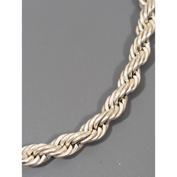 Vintage Silve Tone Rope Chain Classic Bracelet 7 inch - Picture 2 of 6